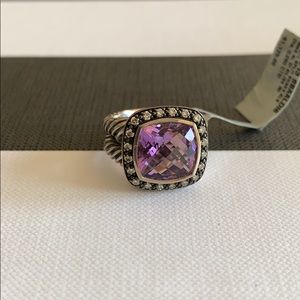 David Yurman 11mm Albion Ring Amethyst Diamond 6